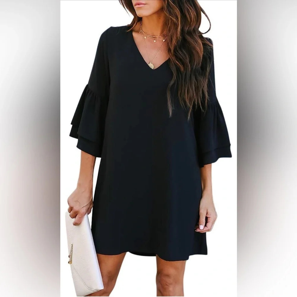 NWT black dress with bell sleeves